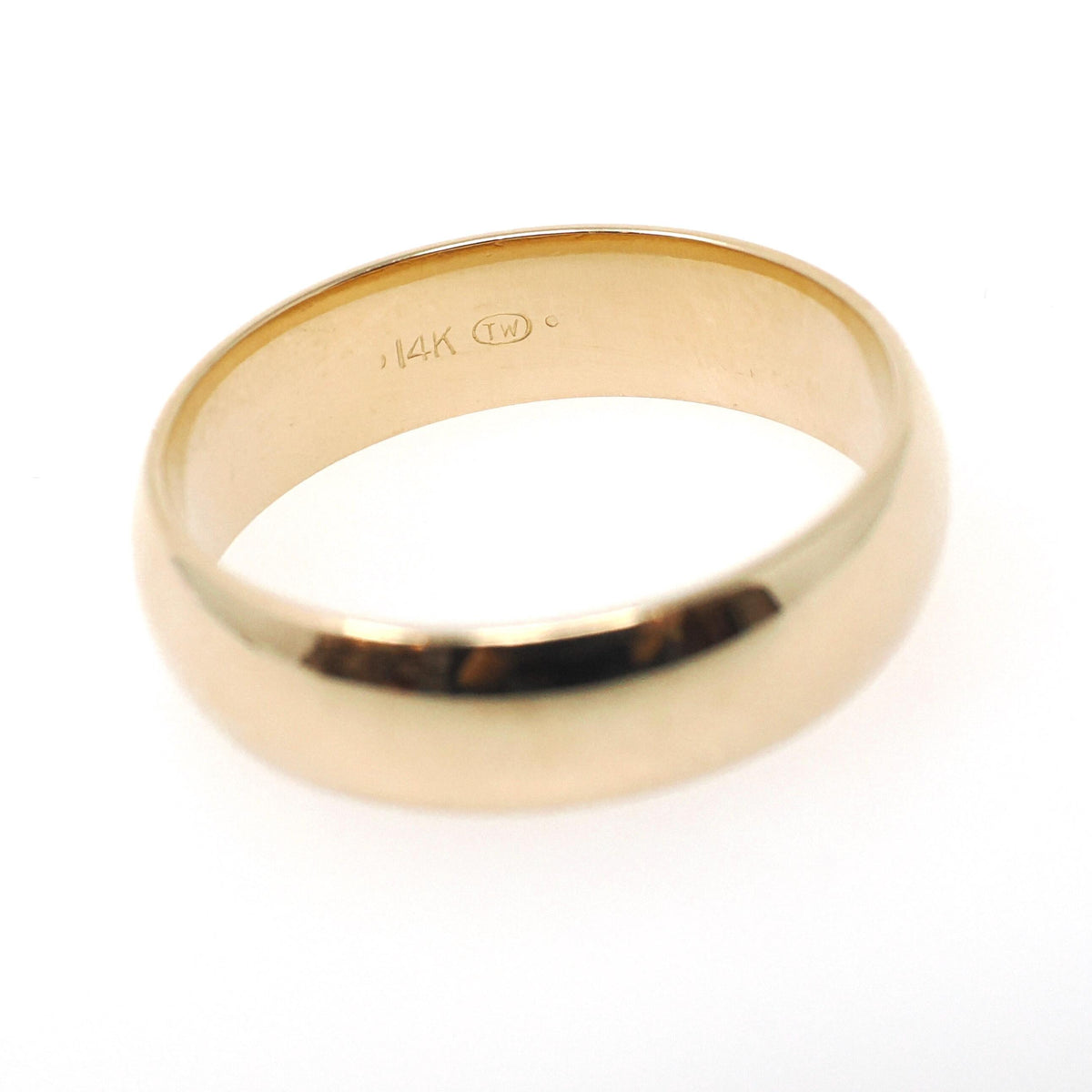 Vintage Wedding Band - Contemporary 14k Yellow Gold 6MM Half Round Ring - Circa 2000s Size 11 Tessler & Weiss Stacking Fine Bridal Jewelry