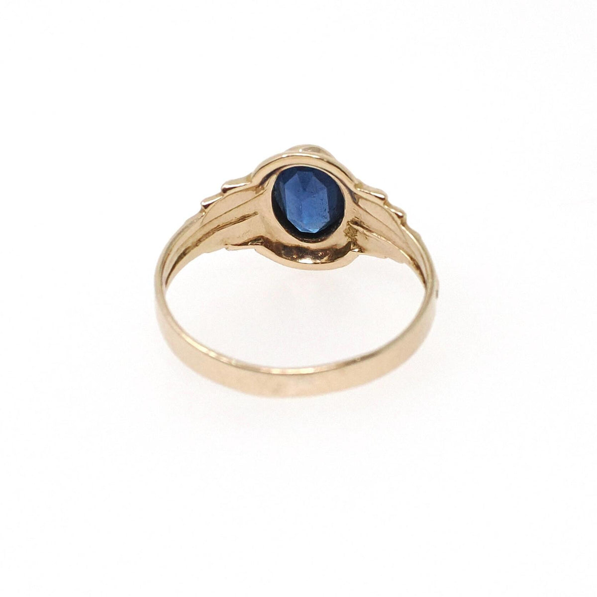 Vintage Baby Ring - Retro 10k Yellow Gold Blue Garnet Glass Doublet Midi Pinky Jewelry - Circa 1940s Size 2 September Birthstone Jewelry