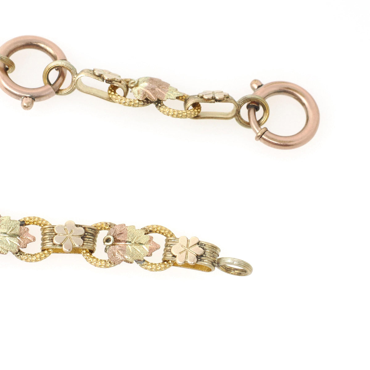Antique Book Chain - Victorian Gold Filled Tri Tone Lariat Style Charm Holder Necklace - Circa 1890s Era Statement Fashion Accessory Jewelry