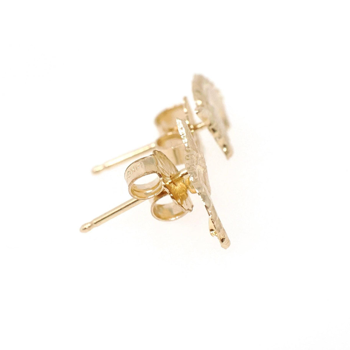 Gold Unicorn Earrings - Contemporary 14k Yellow Figural Friction Post Push Back Studs - Estate Circa 2000s Era Dainty Fine Statement Jewelry