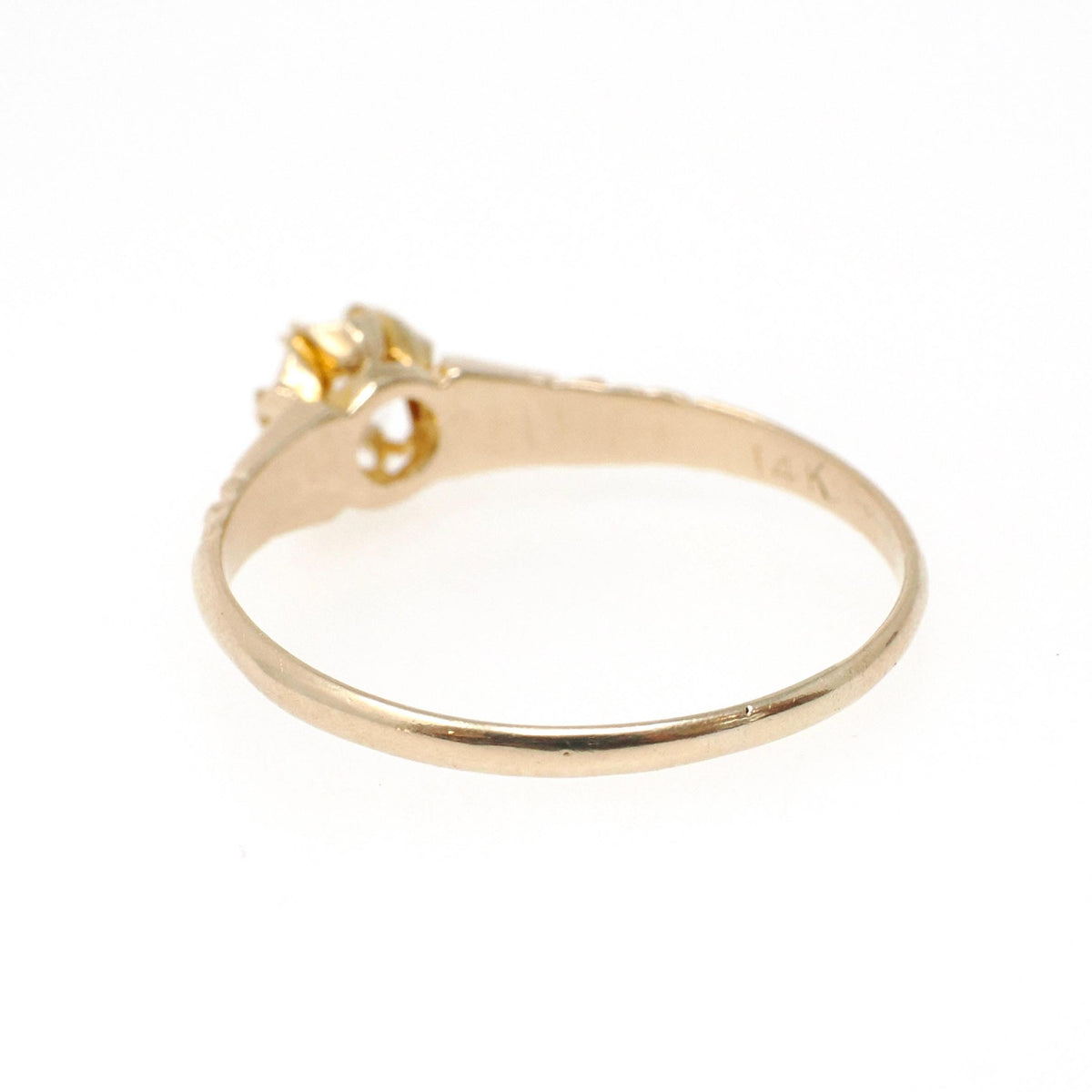 Edwardian Diamond Ring - Antique 14k Yellow Gold Natural .25 CT Old European Solitaire - Circa 1900s Era Size 7 3/4 Fine Engagement Jewelry