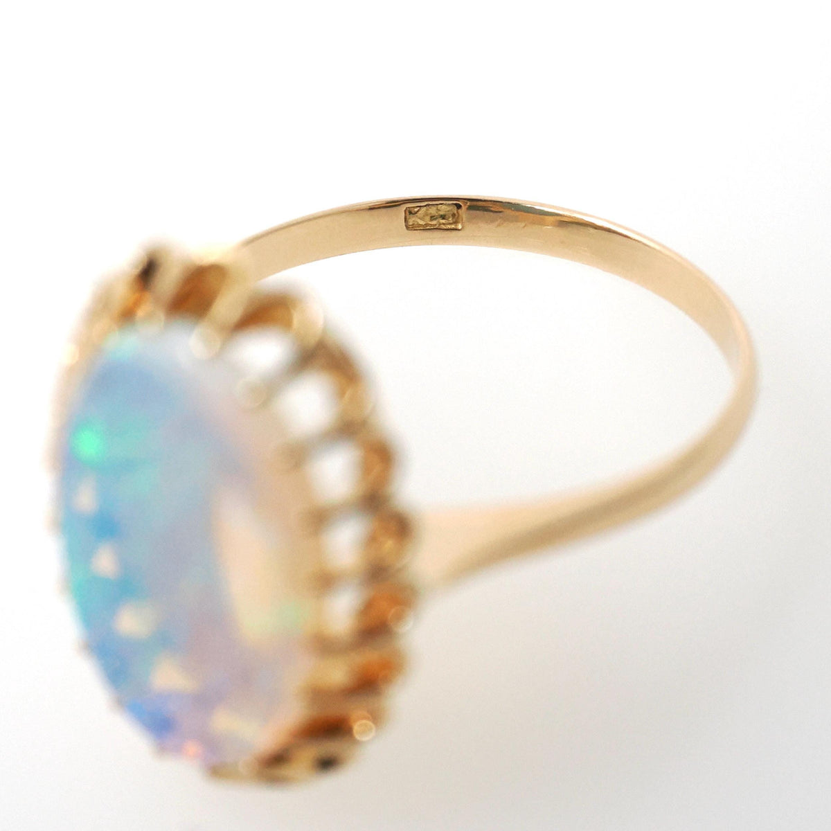 Vintage Opal Ring - Mid Century 18k Yellow Gold Cabochon 1.83 CT Gemstone - Circa 1960s Era Size 7 Fine Statement October Birthstone Jewelry