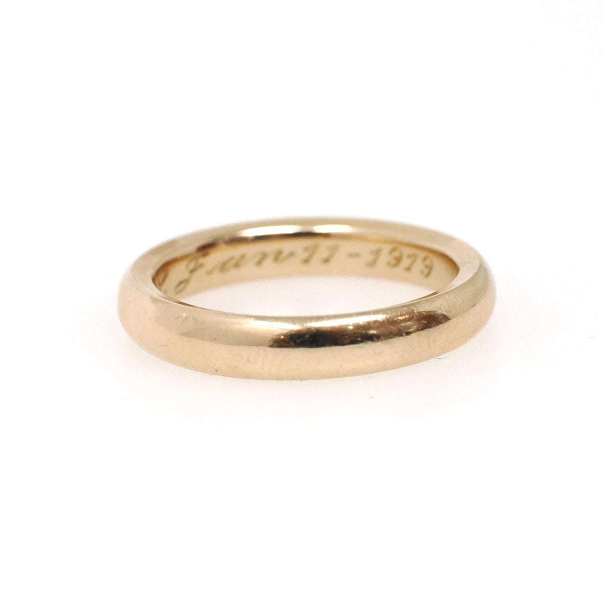 Dated 1919 Wedding Band - Edwardian Era 14k Yellow Gold 3.6 MM Domed Ring - Antique Hand Engraved Initials Size 6 3/4 Fine Bridal Jewelry