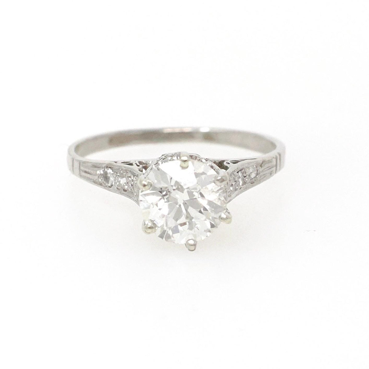 Vintage Engagement Ring - Art Deco Platinum Natural Old European Diamond 1.16 CTW Basket Solitaire - Antique 1920s Size 5 3/4 Fine Jewelry
