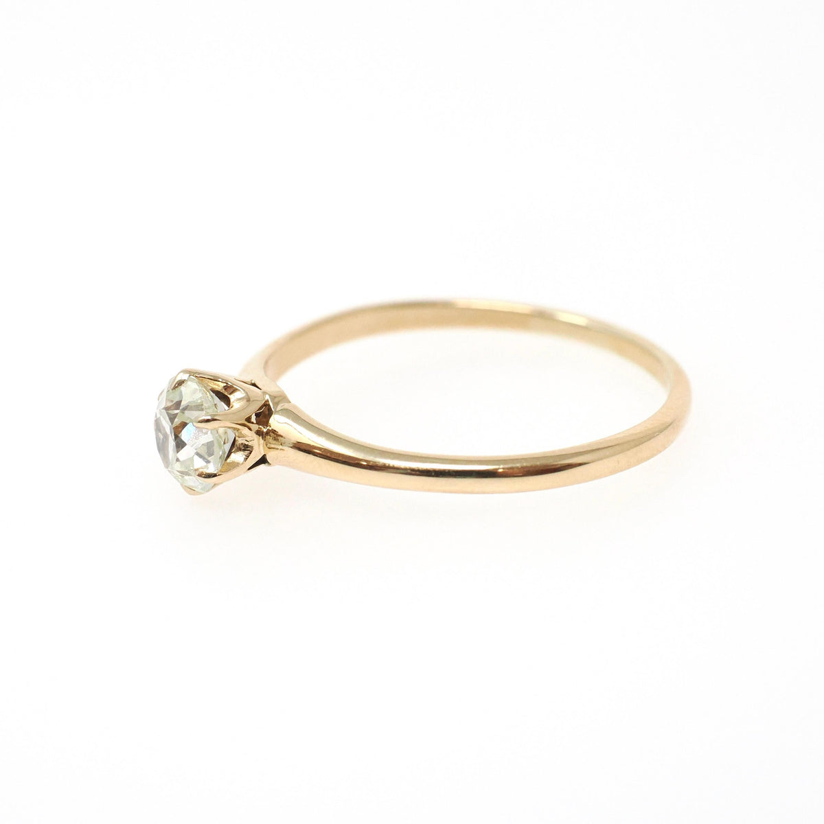 Victorian Diamond Ring - Antique 14k Yellow Gold Old Mine Cut .57 CT Solitaire - Dated Sept 27 1862 Size 7 1/2 Solitaire Bridal Fine Jewelry