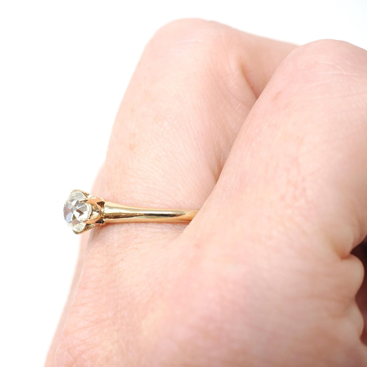 Victorian Diamond Ring - Antique 14k Yellow Gold Old Mine Cut .57 CT Solitaire - Dated Sept 27 1862 Size 7 1/2 Solitaire Bridal Fine Jewelry