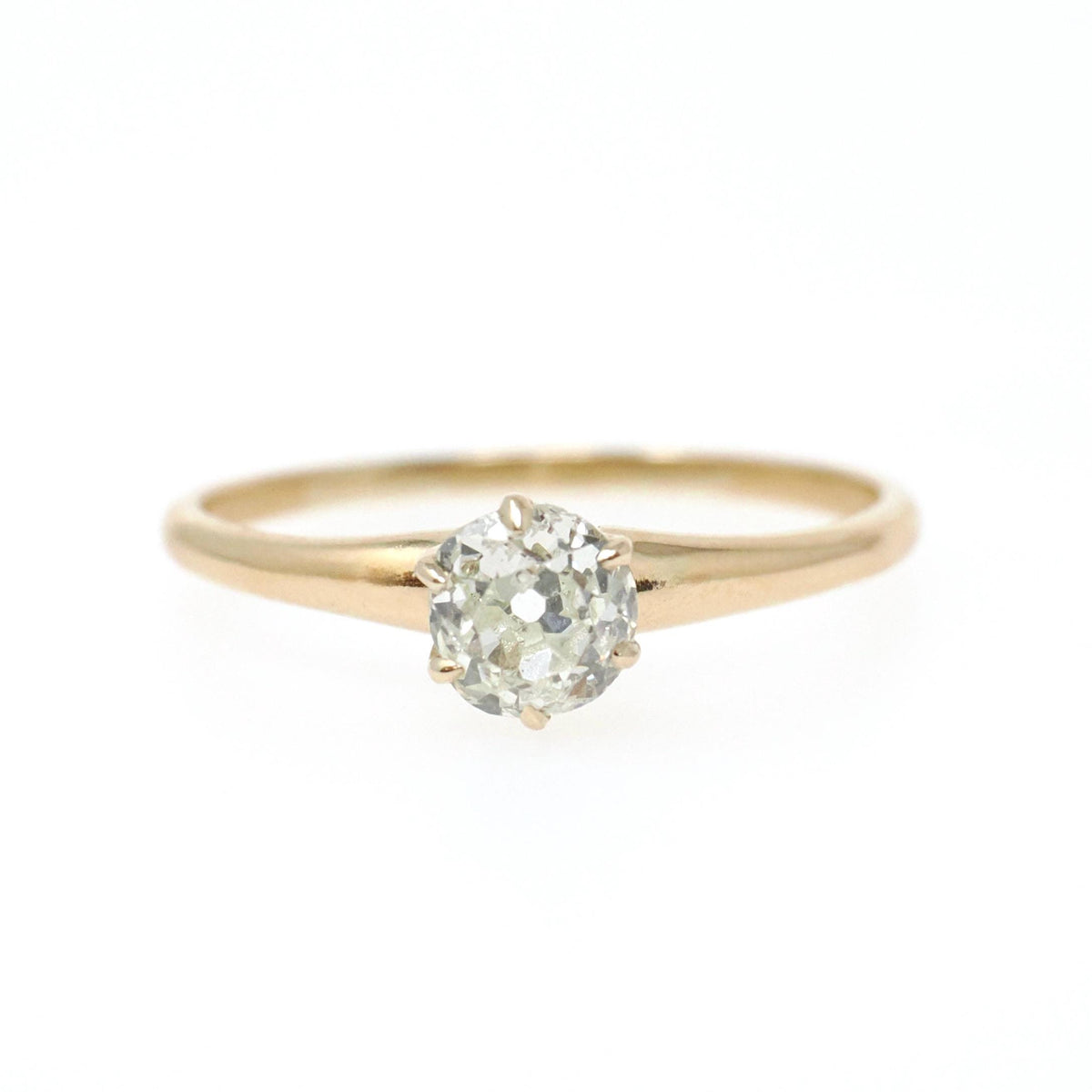 Victorian Diamond Ring - Antique 14k Yellow Gold Old Mine Cut .57 CT Solitaire - Dated Sept 27 1862 Size 7 1/2 Solitaire Bridal Fine Jewelry