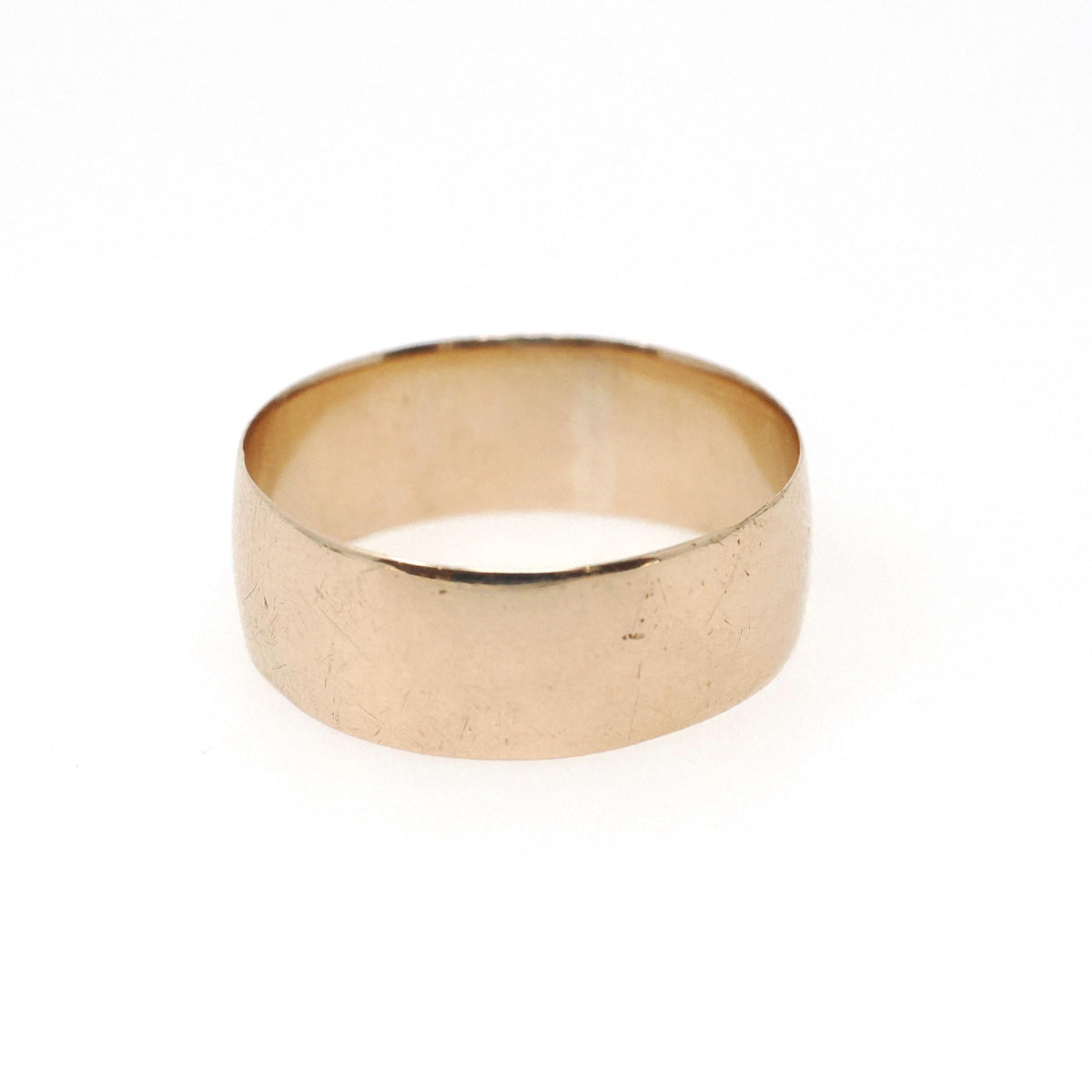 Antique Cigar Band - Edwardian 10k Yellow Gold Unadorned 6.9 MM Wide Ring - Circa 1910s Size 8 1/2 - Unisex Wedding Fine Statement Jewelry
