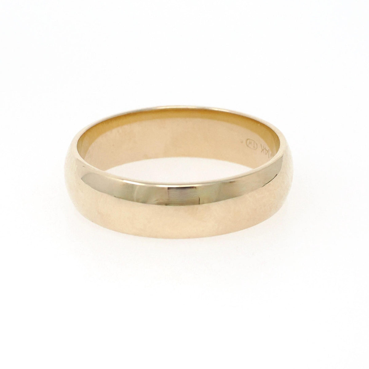 Vintage Wedding Band - Contemporary 14k Yellow Gold 6MM Half Round Ring - Circa 2000s Size 11 Tessler & Weiss Stacking Fine Bridal Jewelry