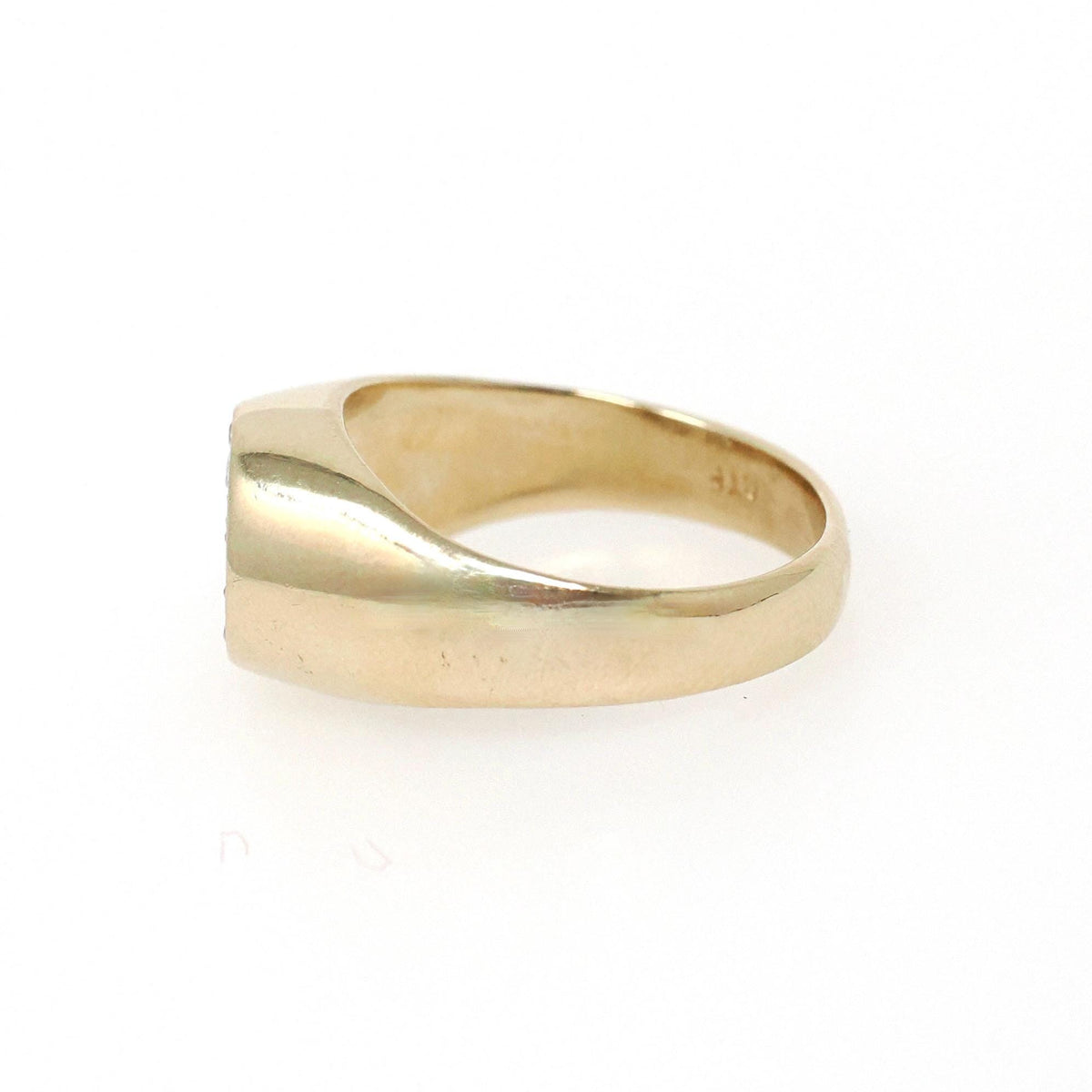 Letter "D" Ring - Estate 14k Yellow Gold Initial Monogram Signet - Contemporary Era Size 5 1/4 Diamond Encrusted Fine Statement Jewelry