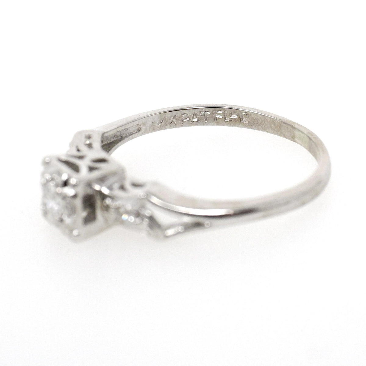 Vintage Wedding Set - Mid Century 14k White Gold Natural Diamonds Matching Engagement Ring & Band - Circa 1950s Size 7.5 Bridal Fine Jewelry