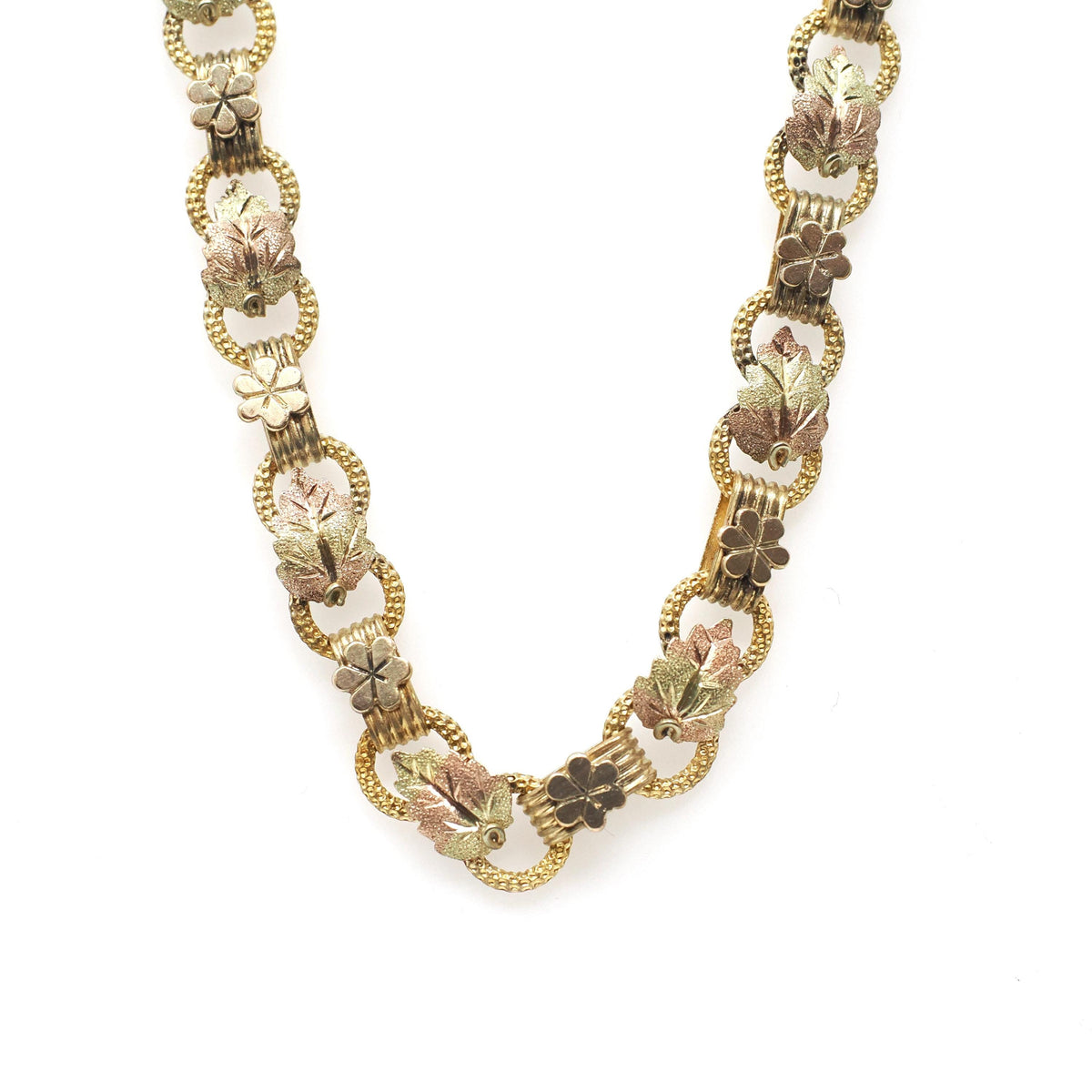 Antique Book Chain - Victorian Gold Filled Tri Tone Lariat Style Charm Holder Necklace - Circa 1890s Era Statement Fashion Accessory Jewelry