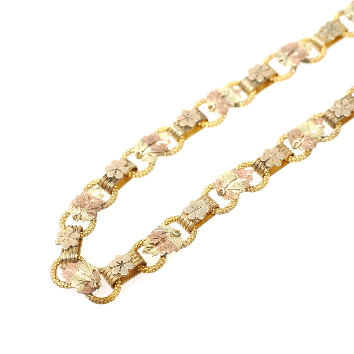 Antique Book Chain - Victorian Gold Filled Tri Tone Lariat Style Charm Holder Necklace - Circa 1890s Era Statement Fashion Accessory Jewelry