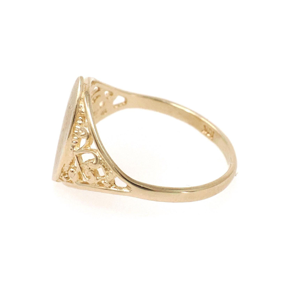 Vintage "L" Signet Ring - Contemporary 10k Yellow Gold Engraved Single Letter Initial - Estate Circa 1990s Era Size 5 Fine Statement Jewelry
