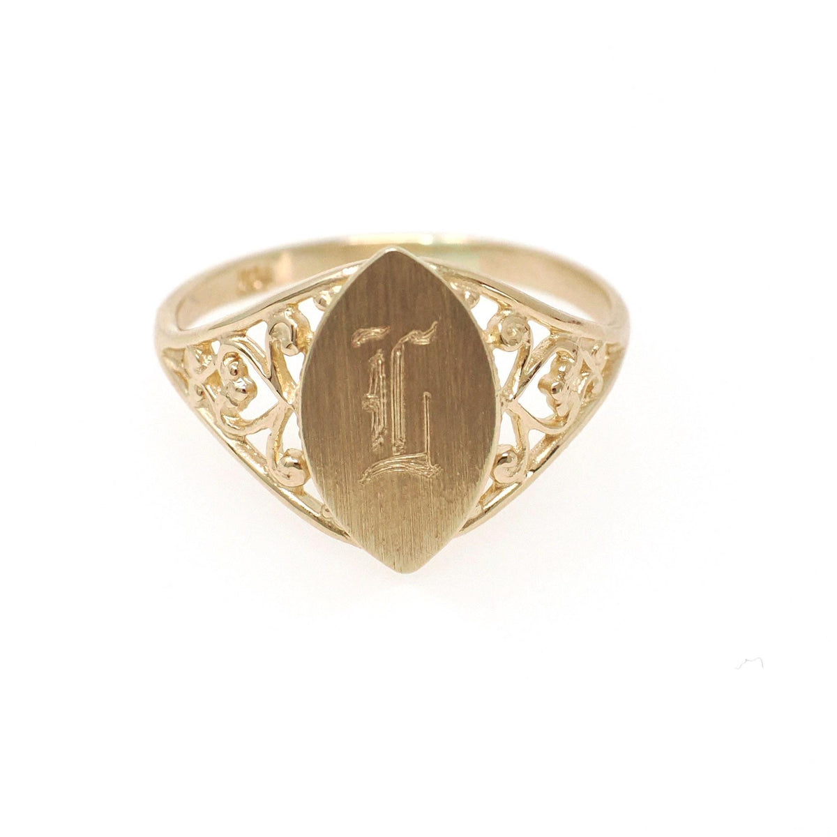 Vintage "L" Signet Ring - Contemporary 10k Yellow Gold Engraved Single Letter Initial - Estate Circa 1990s Era Size 5 Fine Statement Jewelry