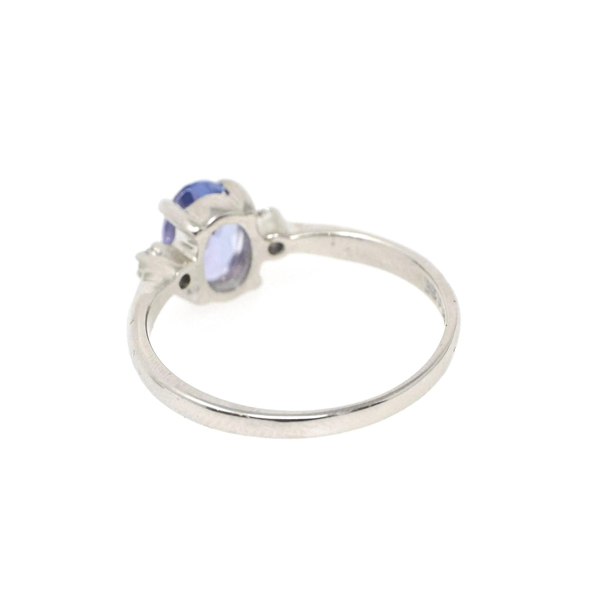 Tanzanite & Diamond Ring - Vintage 14k White Gold Natural Violet Blue Oval Cut Gemstone - Mid Century Era Size 6 1/2 Fine Engagement Jewelry