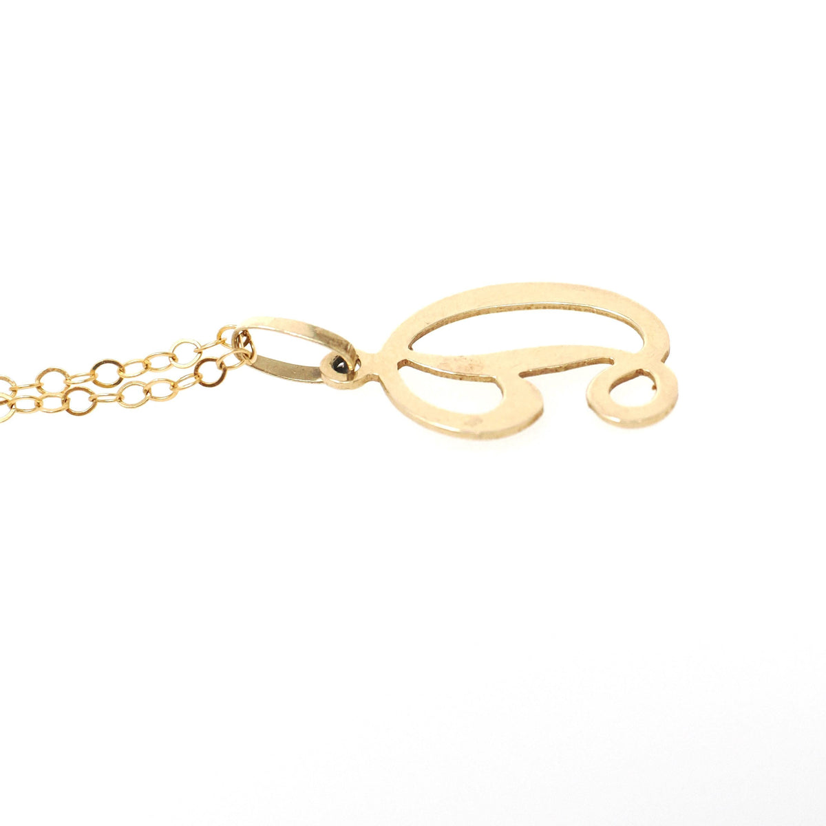 Letter "D" Charm - Contemporary 14k Yellow Gold Single Cursive Initial Necklace Pendant - Circa 1990s Era Petite Dainty Fine Name Jewelry