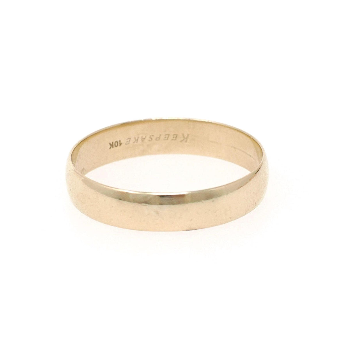 Contemporary Wedding Band - 10k Yellow Gold 4.2 MM Half Round Cigar Ring - Circa 2000s Size 9 Stacking Statement Keepsake Fine Jewelry