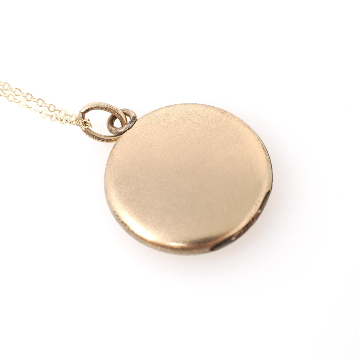 Antique Monogrammed Locket - Edwardian Gold Filled Round SJG Engraved Photo Pendant Necklace - Antique 1910s Era Photograph Keepsake Jewelry