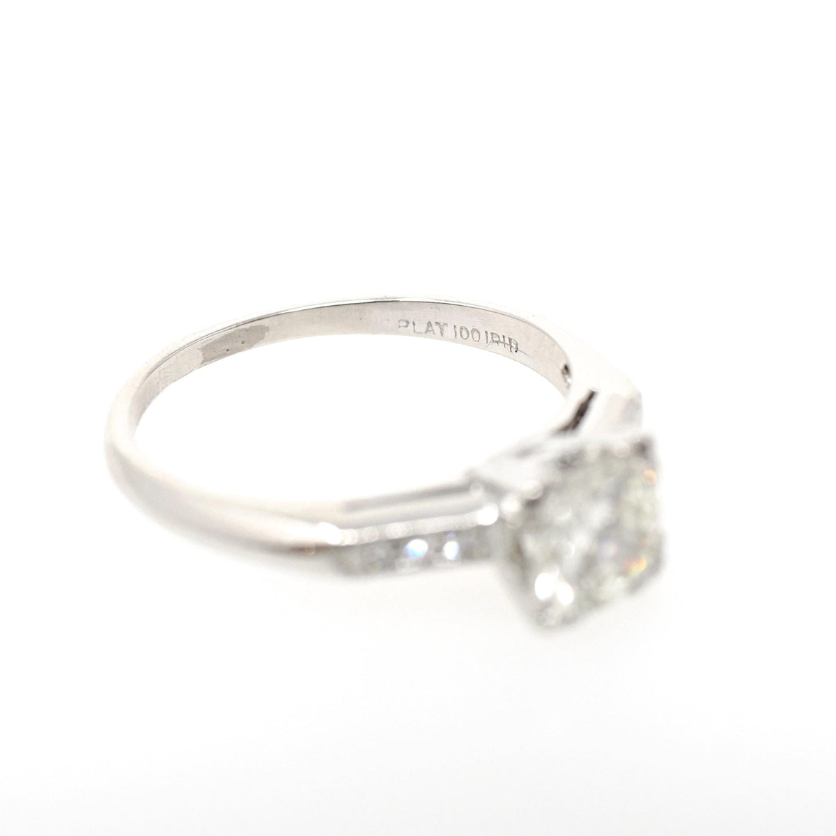 Vintage Engagement Ring - Platinum .76 CTW Natural Transitional Brilliant Cut Diamond - Mid Century Era 1950s Size 5.25 Fine Bridal Jewelry