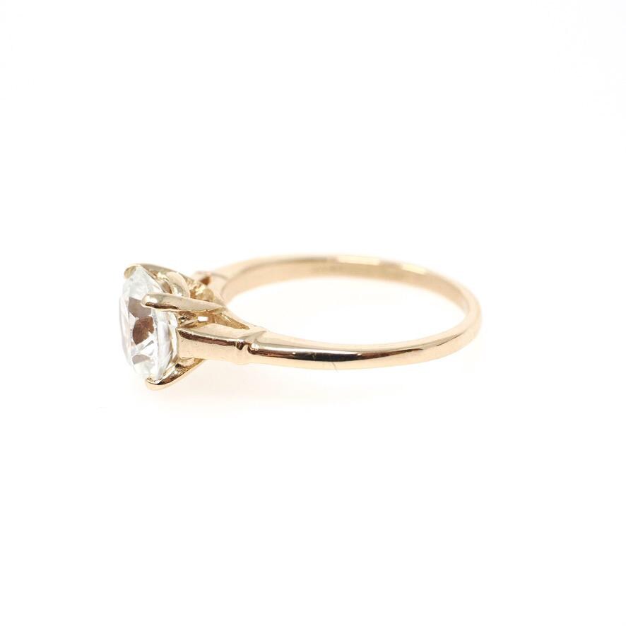 Vintage Zircon Ring - Contemporary 14k Yellow Gold Dispersion Gemstone Solitaire - Estate 2000s Size 6.5 Alternative Engagement Fine Jewelry