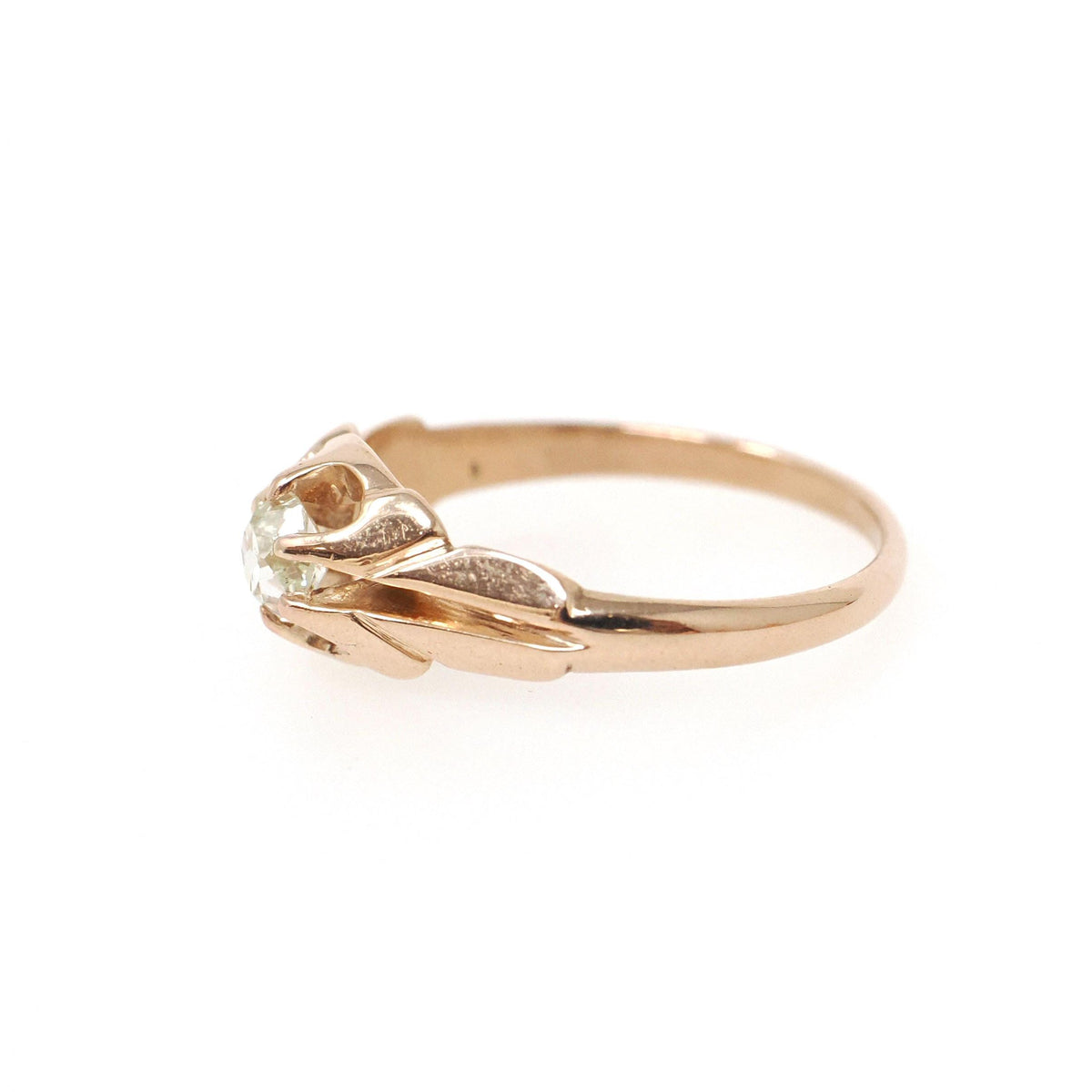 Victorian Diamond Ring - Antique 10k Rosy Gold .29 CT Natural Old Mine Cut Solitaire - Circa 1890s Era Size 7 Fine April Engagement Jewelry