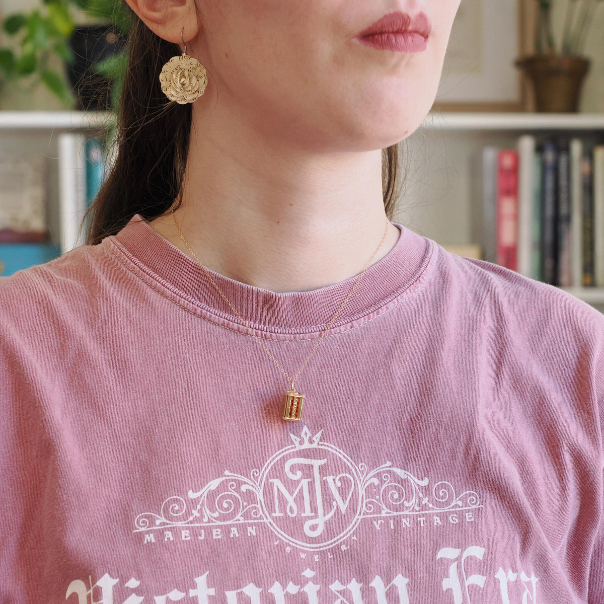 Vintage Orange Crate Charm - Estate 14k Yellow Gold Box of Citrus California Souvenir Pendant Necklace - Circa 1980s Quirky Fine 80s Jewelry