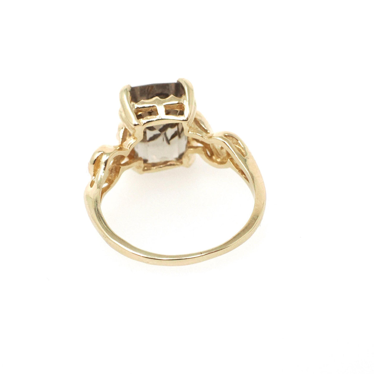 Rose of Sharon Ring - Vintage 14k Yellow Gold French Cut Quartz Seed Pearl Solitaire - Mid Century 1950s Size 6 Brownish Purple Fine Jewelry
