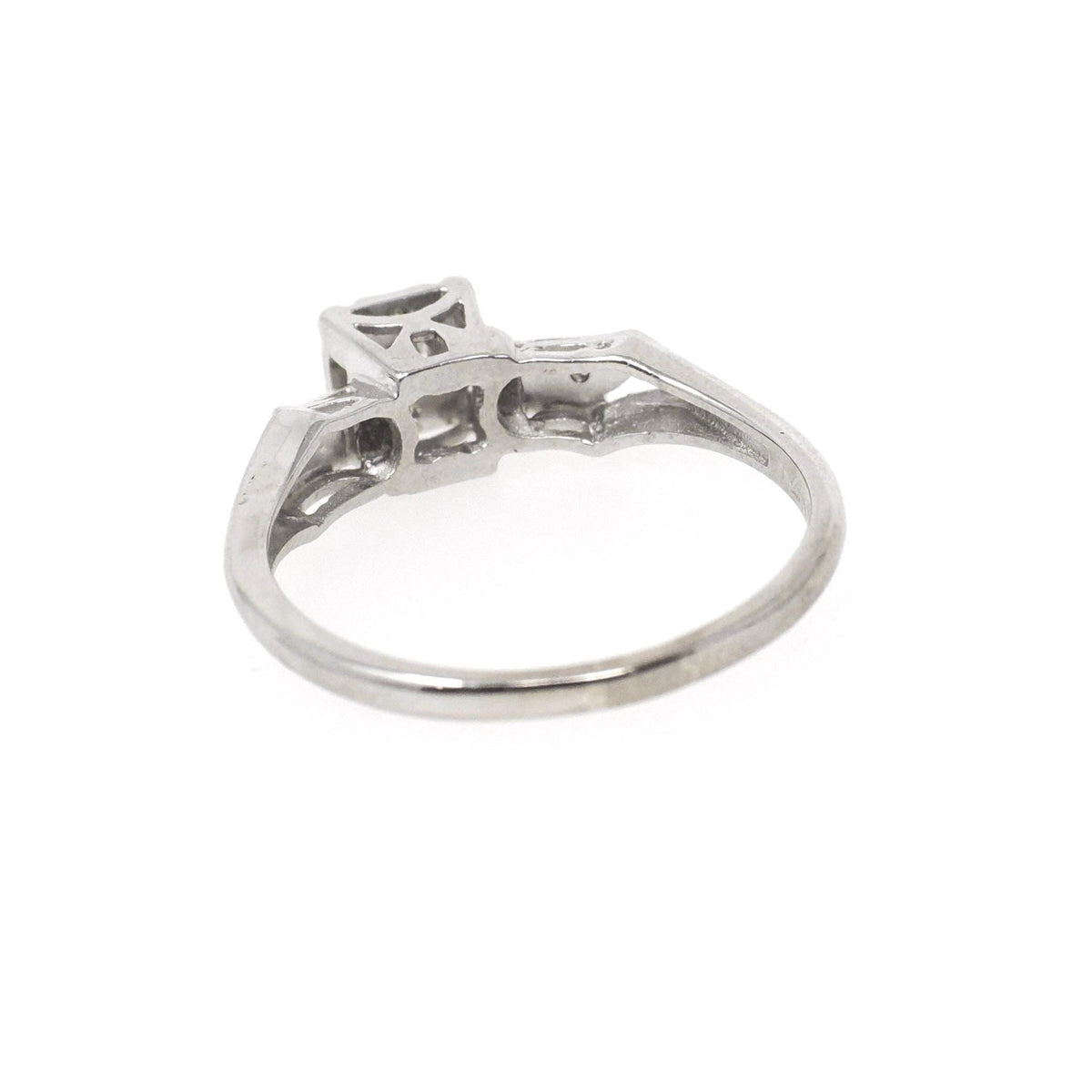 Vintage Wedding Set - Mid Century 14k White Gold Natural Diamonds Matching Engagement Ring & Band - Circa 1950s Size 7.5 Bridal Fine Jewelry