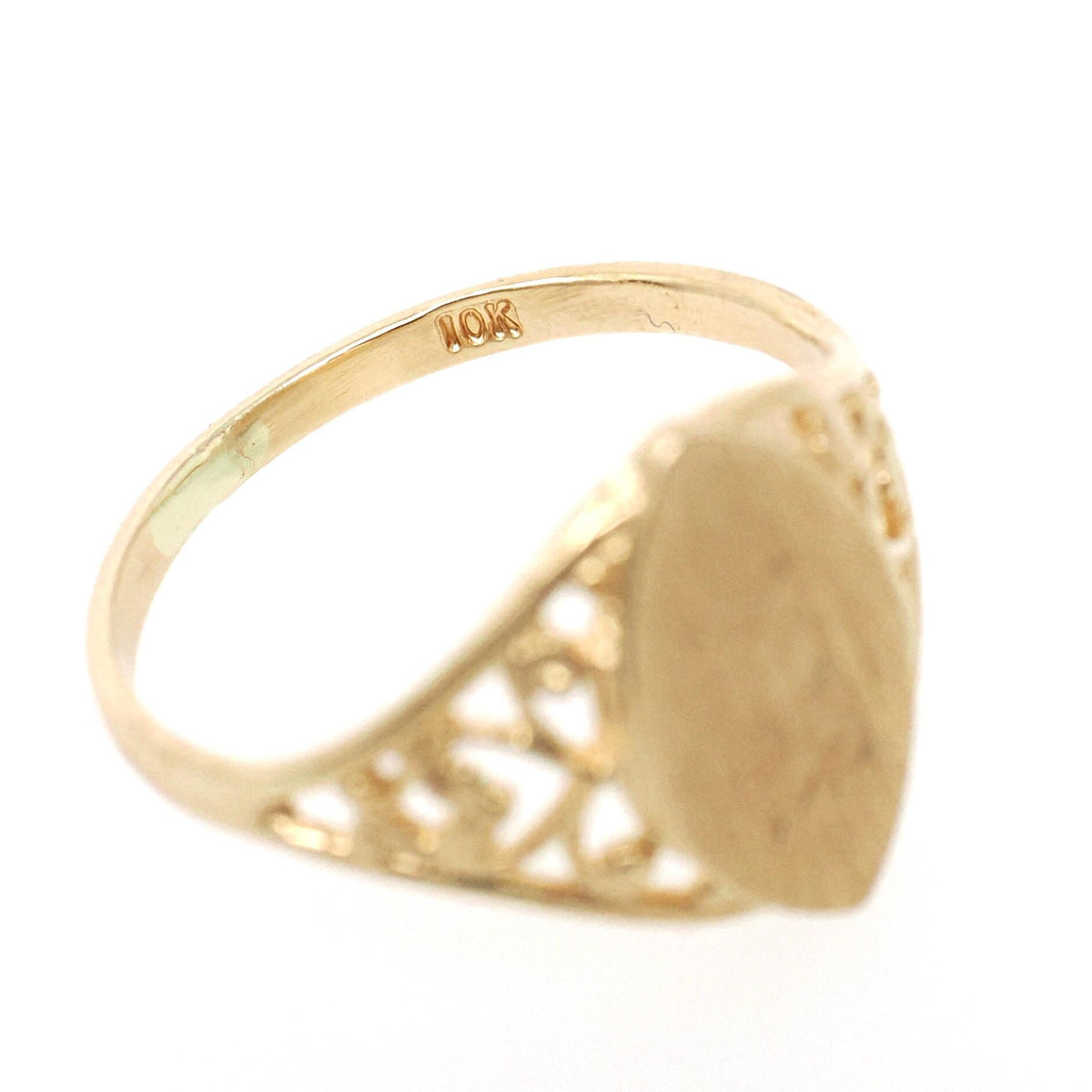 Vintage "L" Signet Ring - Contemporary 10k Yellow Gold Engraved Single Letter Initial - Estate Circa 1990s Era Size 5 Fine Statement Jewelry
