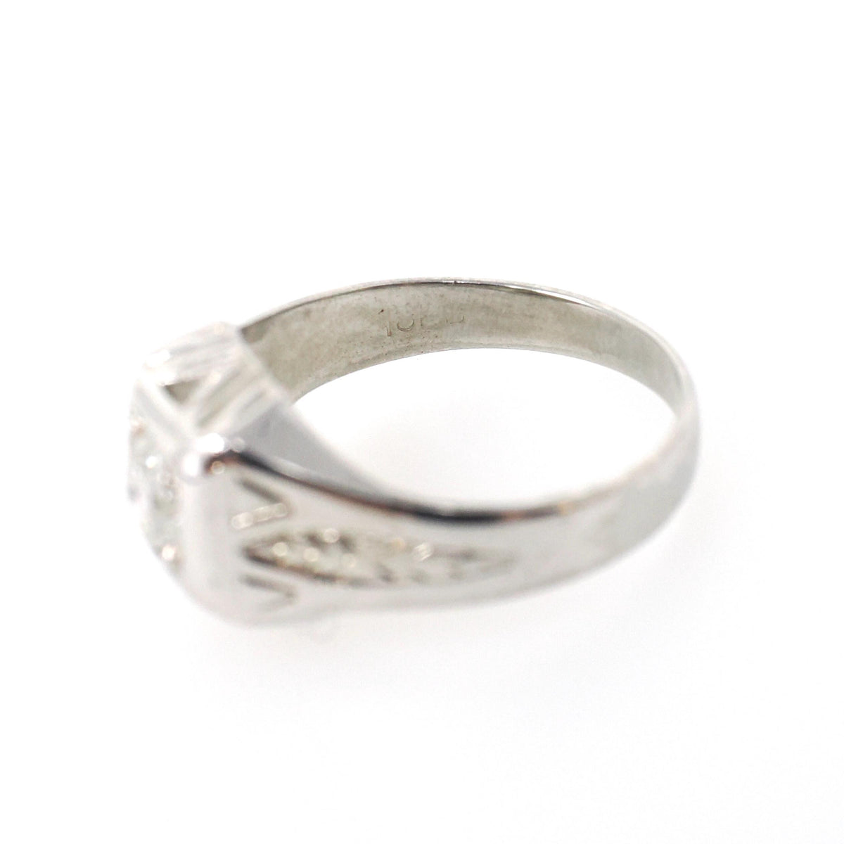 Art Deco Diamond Ring - Vintage 18k White Gold Natural .34 CT Trans Brilliant Engagement - Circa 1930s Era Size 5 Square Pinky Fine Jewelry