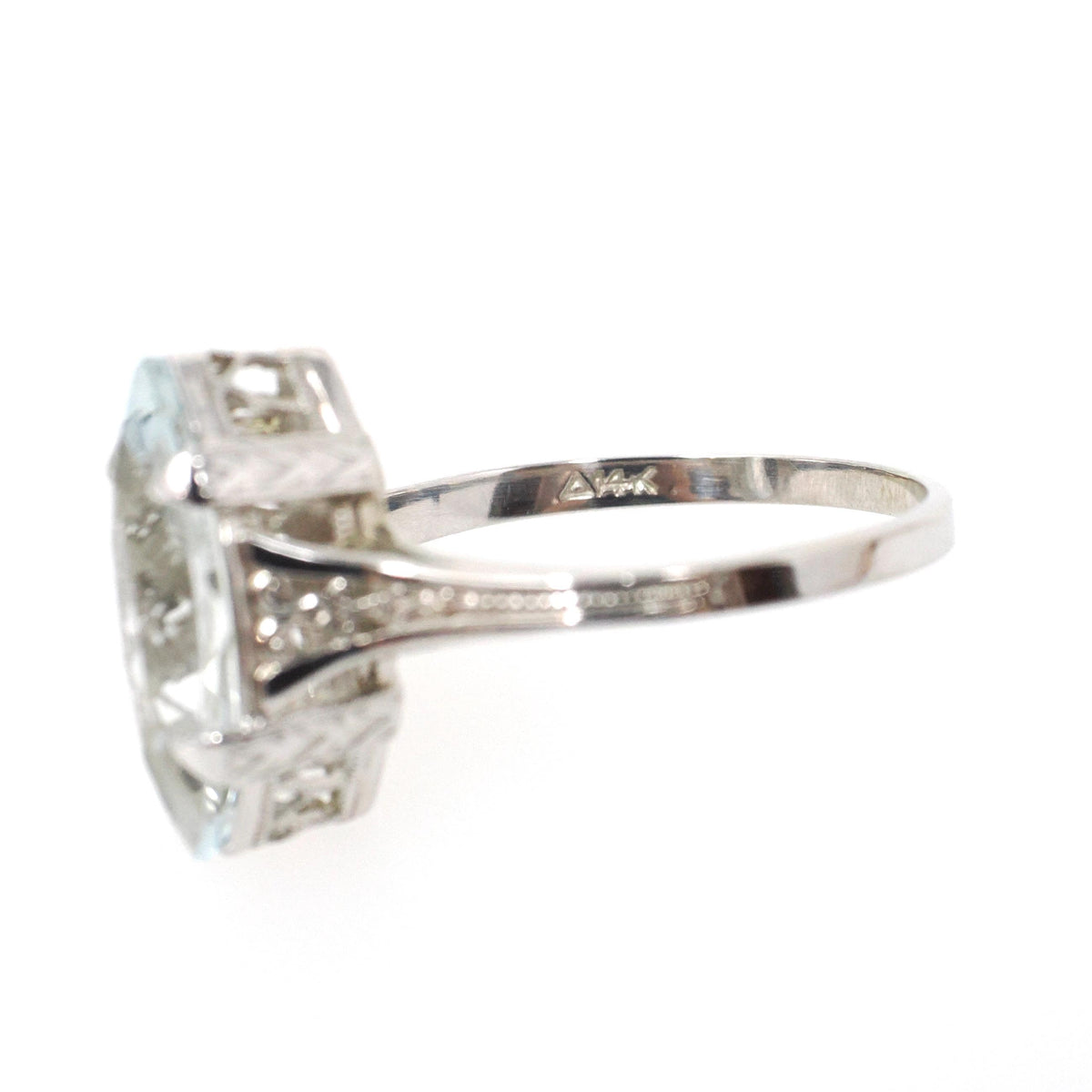 Vintage Aquamarine Ring - Art Deco 14k White Gold Light Blue Marquise Gem Engagement - Circa 1930s Era Size 7 March Birthstone Fine Jewelry