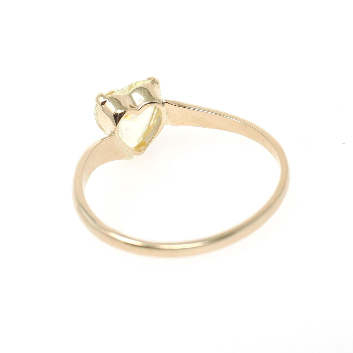 Vintage Heart Ring - Mid Century 10k Yellow Gold Light Green Created Spinel Bypass - Circa 1960s Size 6 1/2 August Birthstone Fine Jewelry