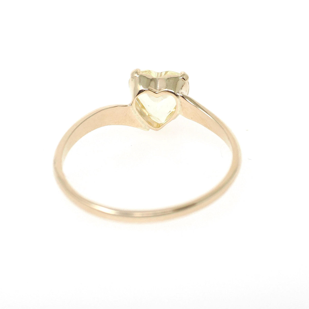 Vintage Heart Ring - Mid Century 10k Yellow Gold Light Green Created Spinel Bypass - Circa 1960s Size 6 1/2 August Birthstone Fine Jewelry