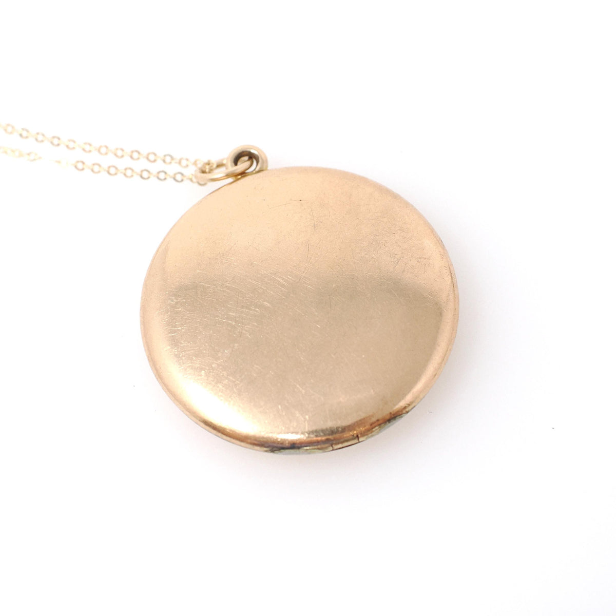 Antique Flower Locket - Edwardian Gold Filled Engraved Designs Pinstripe Pendant Necklace - Circa 1910s Era Round Keepsake Statement Jewelry