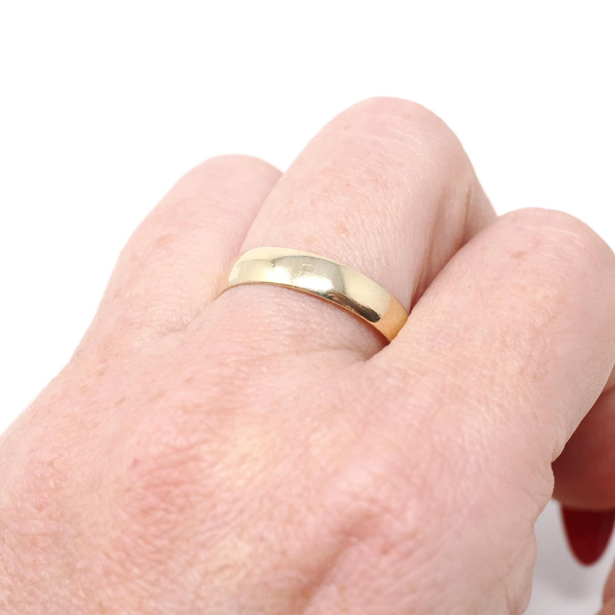 Contemporary Wedding Band - 10k Yellow Gold 4.2 MM Half Round Cigar Ring - Circa 2000s Size 9 Stacking Statement Keepsake Fine Jewelry