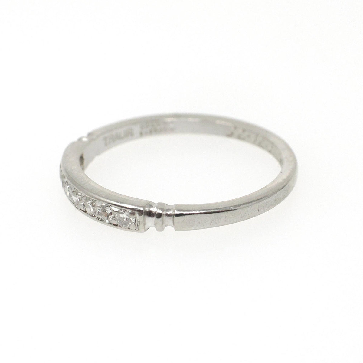 Vintage Diamond Band - Art Deco Platinum .20 CTW Bead Set Wedding Ring - Dated 5-31-1935 Era Size 6 Stacking Fine Bridal Jewelry
