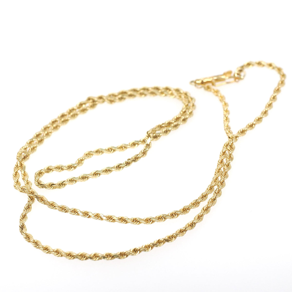 Vintage Rope Chain - Modernist 18k Yellow Gold 2.0MM Diamond Cut Necklace - Circa 1970s Machined Link Barrel Clasp 20" Layering Fine Jewelry