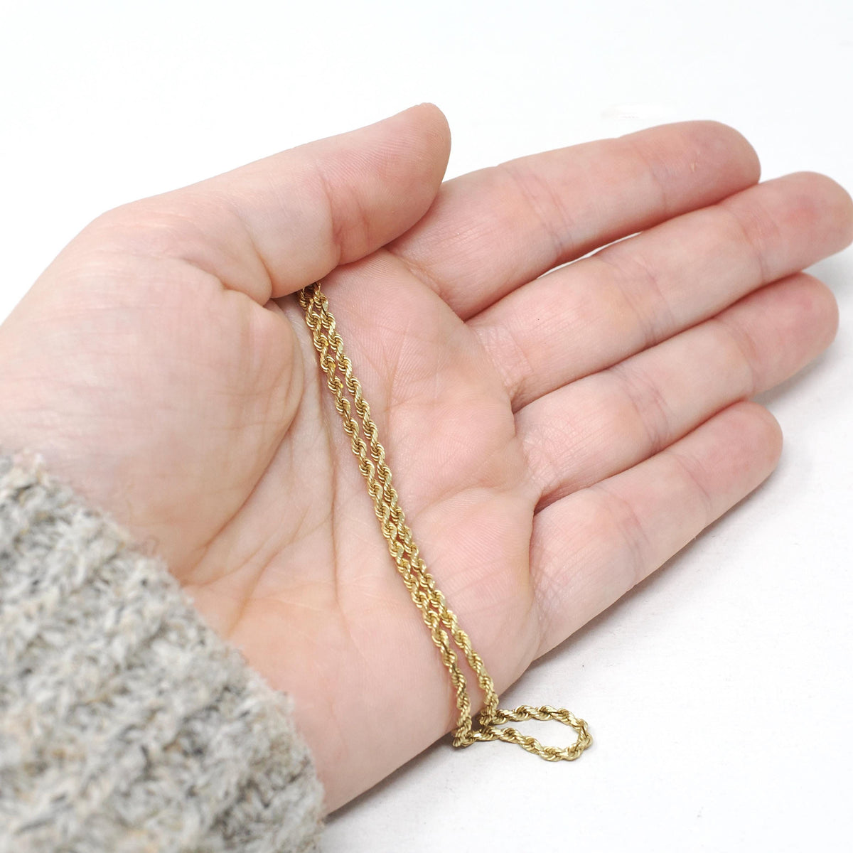 Vintage Rope Chain - Modernist 18k Yellow Gold 2.0MM Diamond Cut Necklace - Circa 1970s Machined Link Barrel Clasp 20" Layering Fine Jewelry