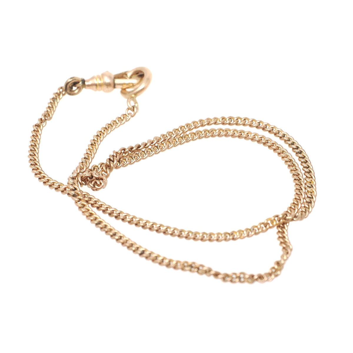 Antique Curb Chain - Edwardian Gold Filled 14.5 Inch Choker Necklace - Circa 1910s Era Spring Ring Clasp Stationary Dog Clip Watch Jewelry