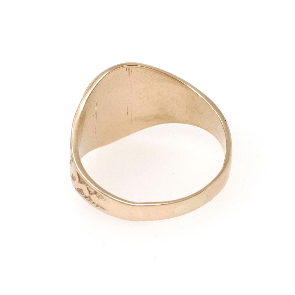 Edwardian Signet Ring - Antique 10k Yellow Gold Oval "MS" Engraved Script Initial Letters - Circa 1910s Size 10 Fine Scroll Engraved Jewelry