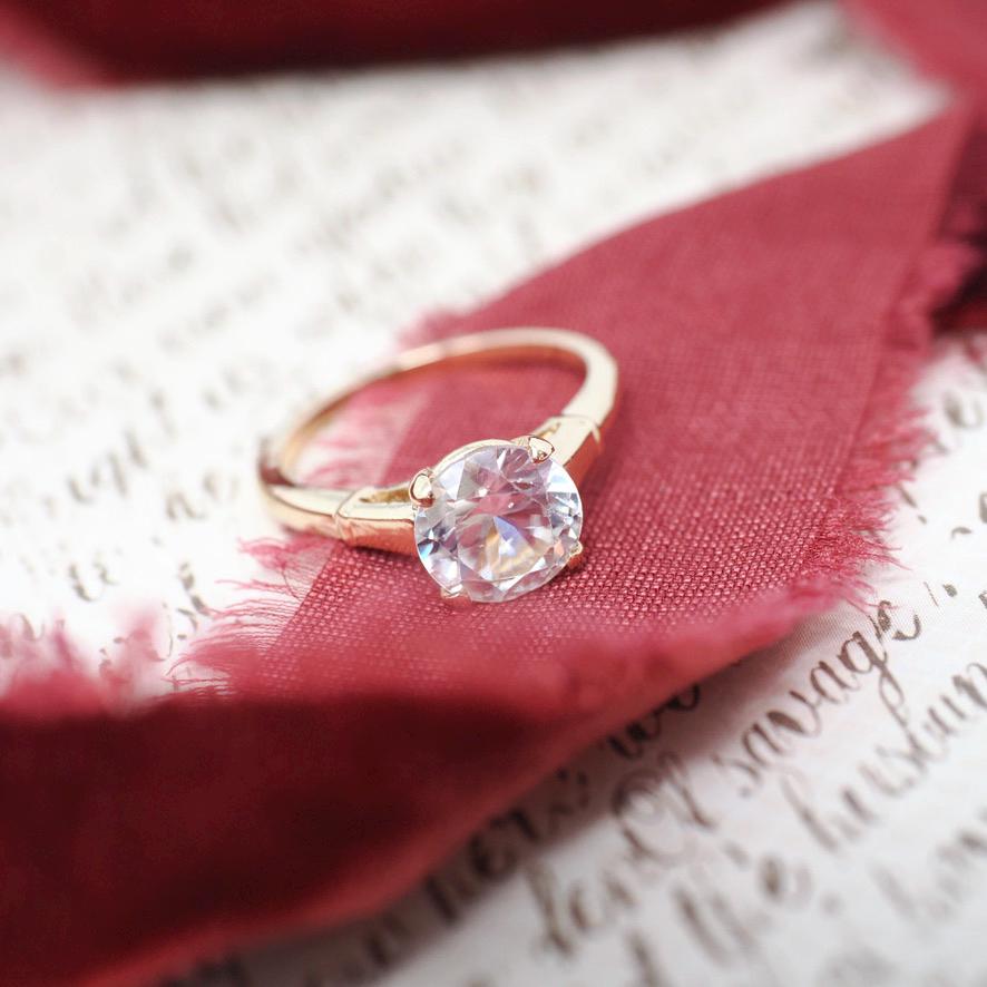 Vintage Zircon Ring - Contemporary 14k Yellow Gold Dispersion Gemstone Solitaire - Estate 2000s Size 6.5 Alternative Engagement Fine Jewelry