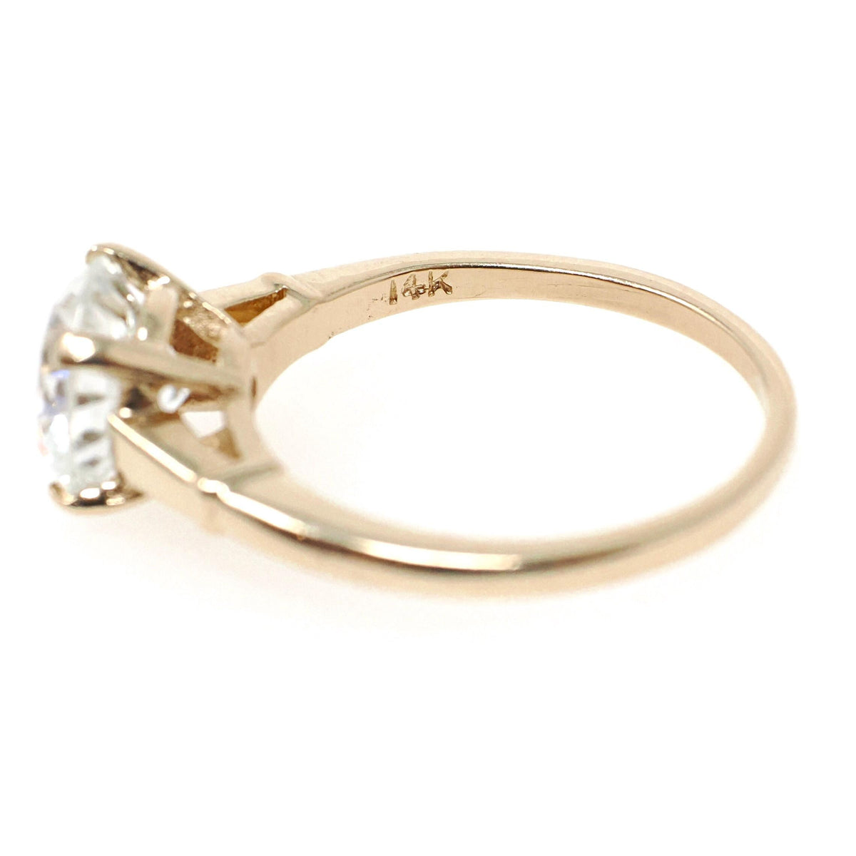 Vintage Zircon Ring - Contemporary 14k Yellow Gold Dispersion Gemstone Solitaire - Estate 2000s Size 6.5 Alternative Engagement Fine Jewelry