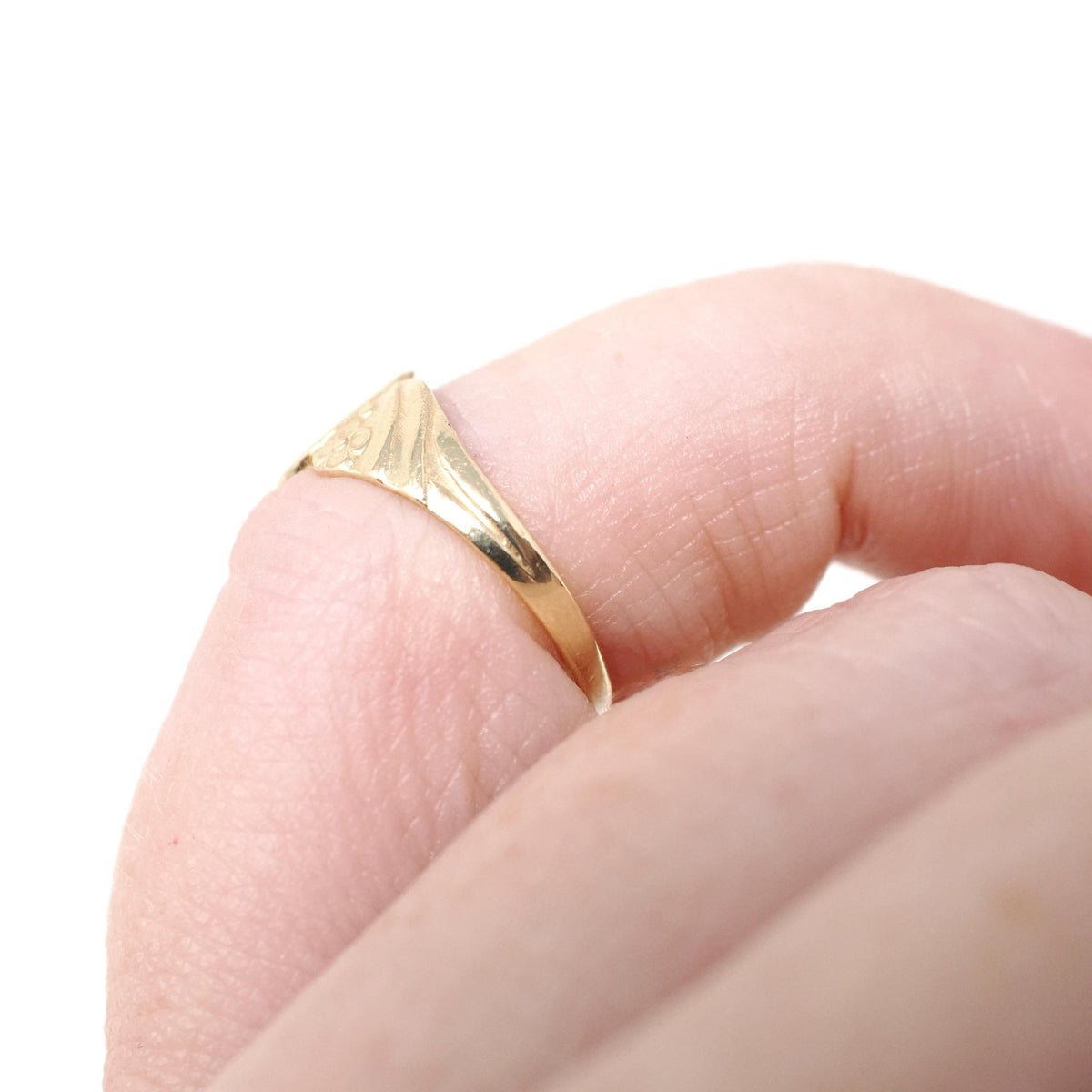 Signet Baby Ring - Retro 10k Yellow Gold Engraved "CHP" Initials - Vintage Circa 1940s Era Size 2 Children's Pinky Midi Fine Jewelry