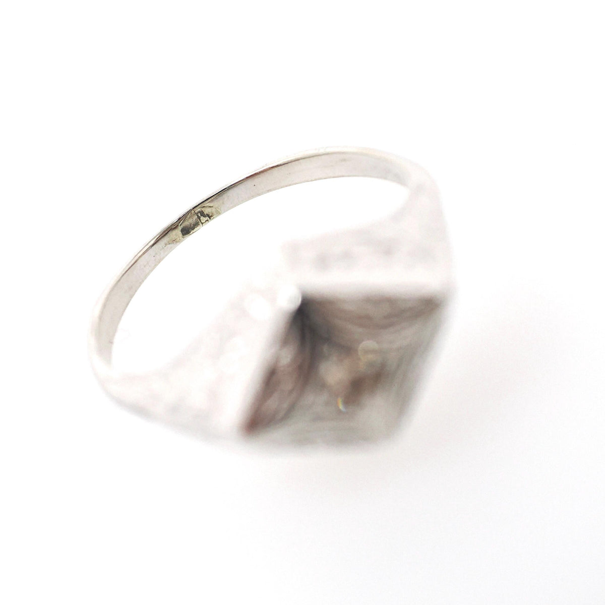 Vintage Diamond Ring - Art Deco 14k White Gold East West Rhombus .08 CT Faint Yellow Solitaire - Circa 1930s Era Size 6 1/2 Fine Jewelry