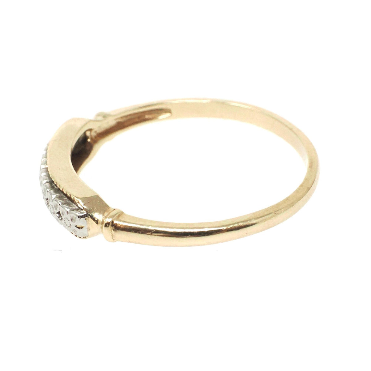 Vintage Wedding Band - Mid Century 14k Yellow Gold 10k White Gold Two Tone Orange Blossom Ring - Circa 1950s Era Size 6 1/4 Stacking Jewelry