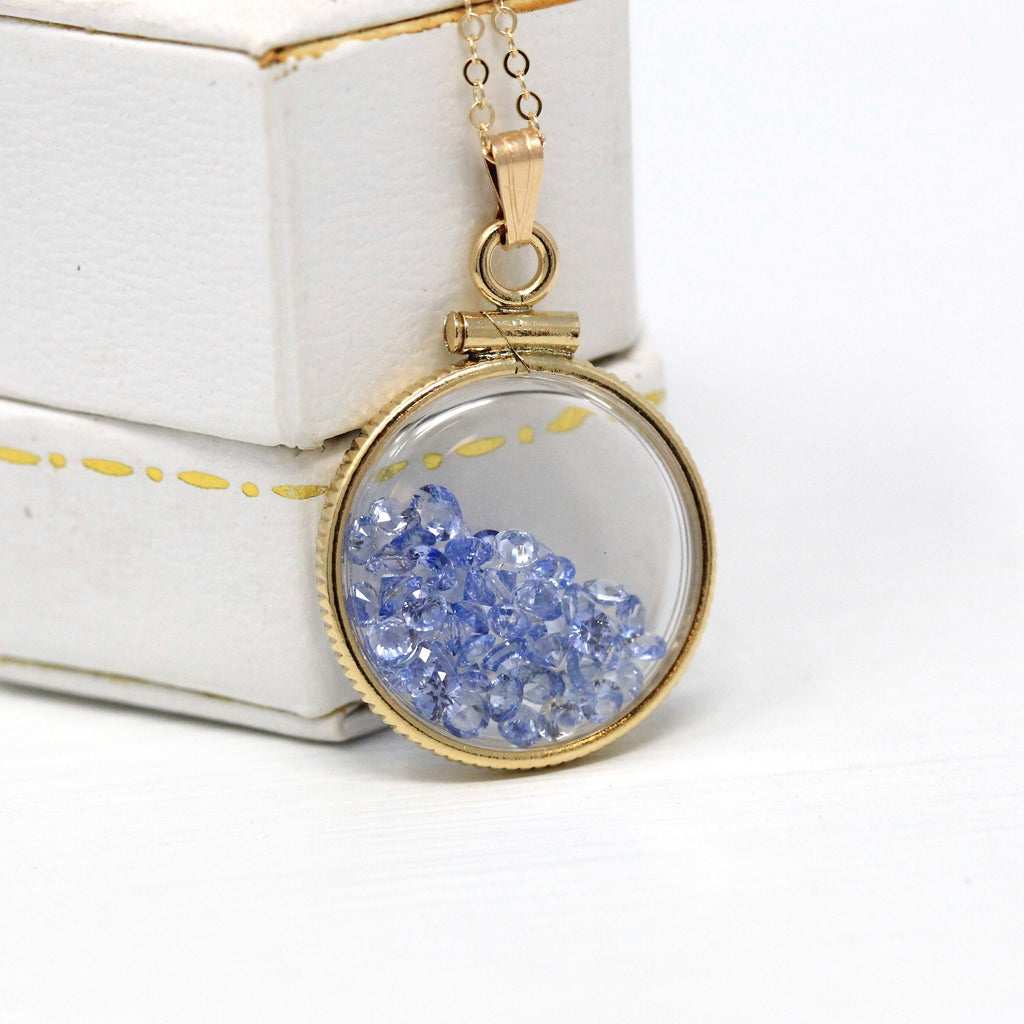 Sapphire Shaker Locket - Handcrafted 14k Yellow Gold Filled Pendant Necklace - Genuine 2.5 CTW Blue Gemstones September Birthstone Jewelry