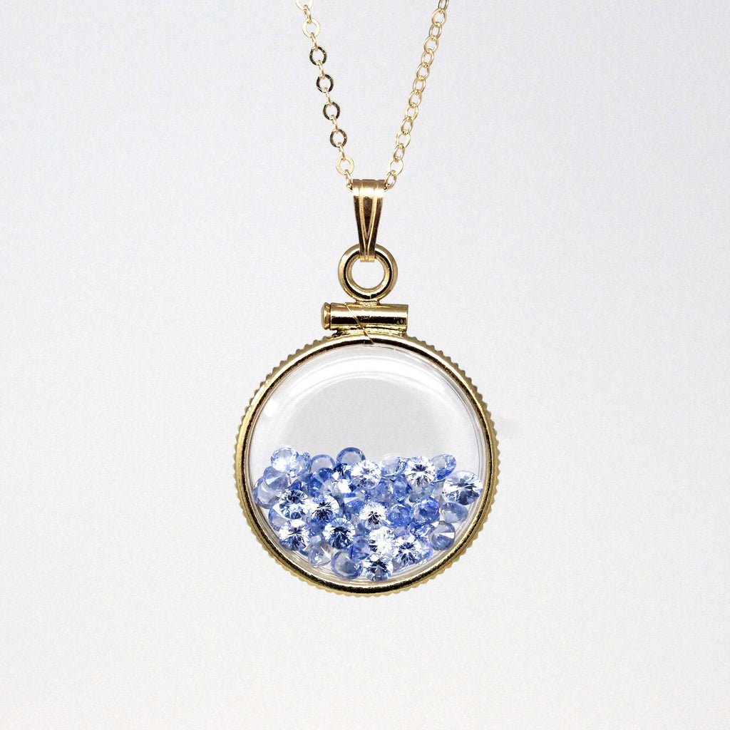 Sapphire Shaker Locket - Handcrafted 14k Yellow Gold Filled Pendant Necklace - Genuine 2.5 CTW Blue Gemstones September Birthstone Jewelry