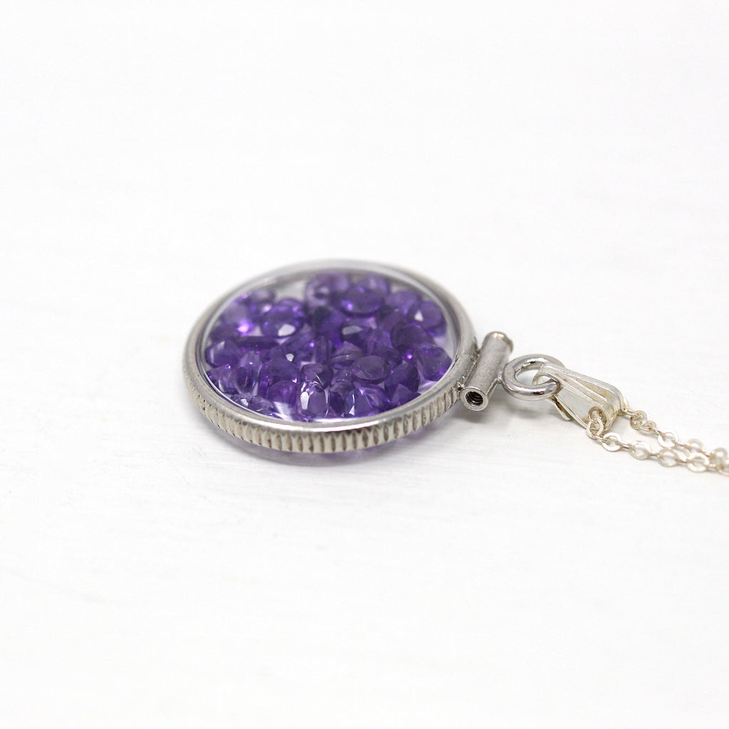 Amethyst Shaker Locket - Handcrafted Sterling Silver Brand New Pendant Necklace - Genuine 2.5 CTW Purple Gems February Birthstone Jewelry