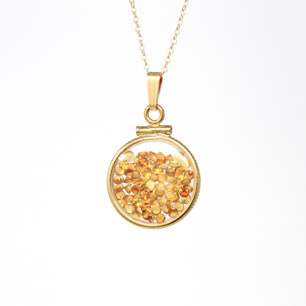 Citrine Shaker Locket - Handcrafted 14k Yellow Gold Filled Pendant Necklace - Round Genuine 2.5 CTW Gemstones November Birthstone Jewelry